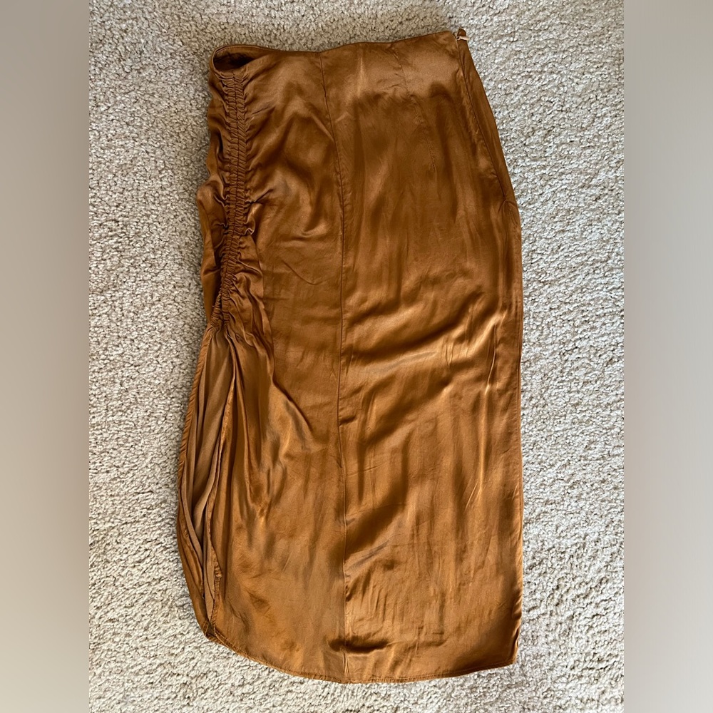 Goldish orange mini skirt with slit